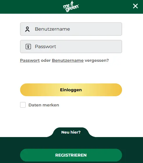 Anmeldung im MRGREEN CASINO
